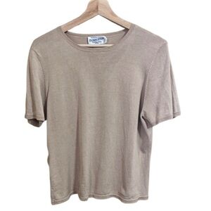 Pendleton Silk Nylon Flawed Short Sleeve Blouse Nude Tan Vintage SizeLP Neutral